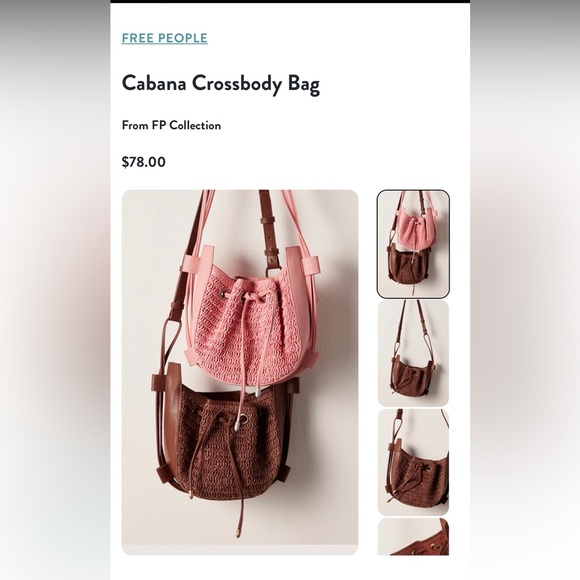 FREE PEOPLE CROSSBODY CABANA BAG IN VINTAGE PINK W/SOFT LEATHER DETAILS NWOT - Picture 5 of 8
